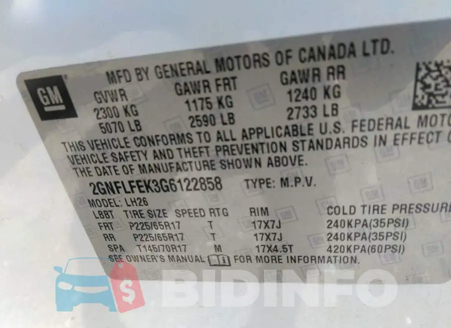 2GNFLFEK3G6122858 Photo# 9