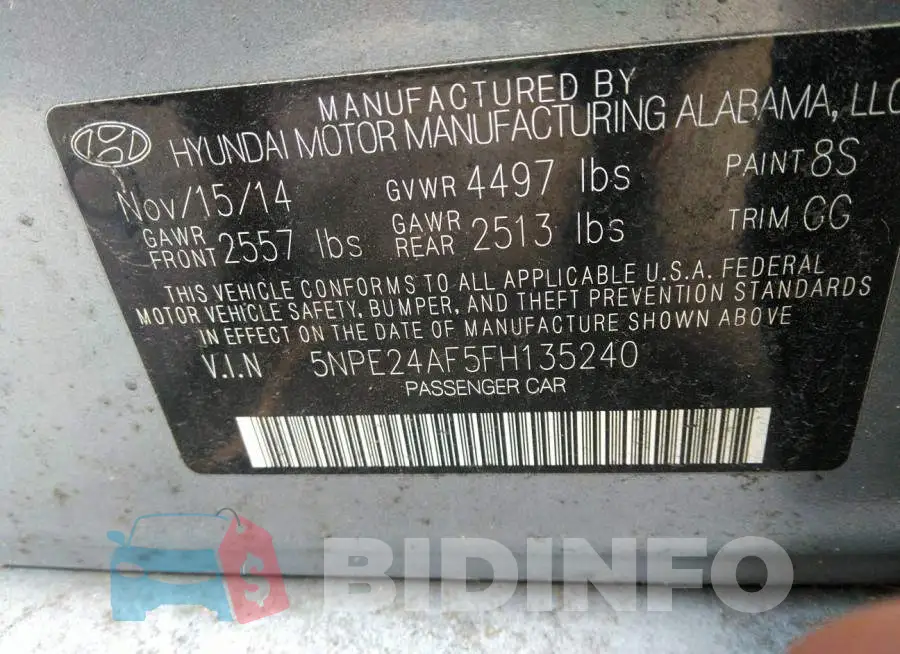 5NPE24AF5FH135240 Photo# 9