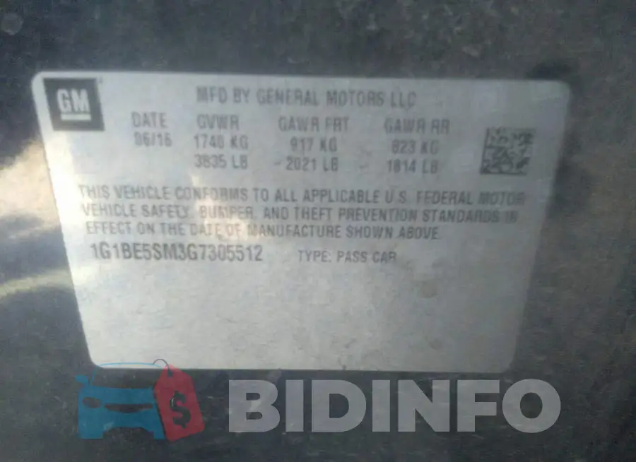 1G1BE5SM3G7305512 Photo# 9