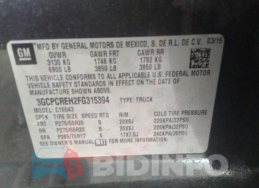 3GCPCREH2FG315394 Photo# 9