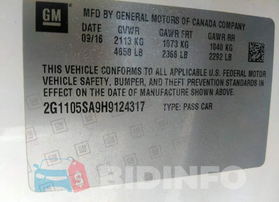 2G1105SA9H9124317 Photo# 9