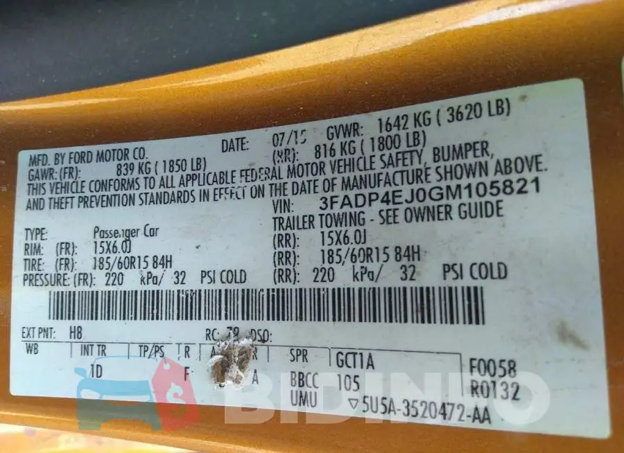 3FADP4EJ0GM105821 Photo# 9