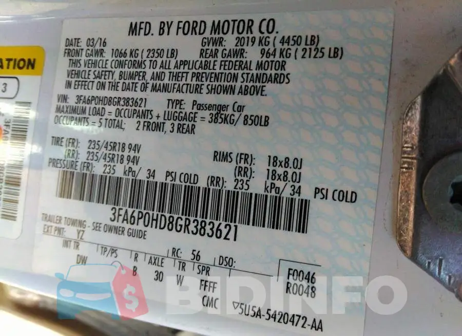 3FA6P0HD8GR383621 Photo# 9