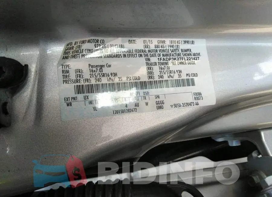 1FADP3K27FL221427 Photo# 9
