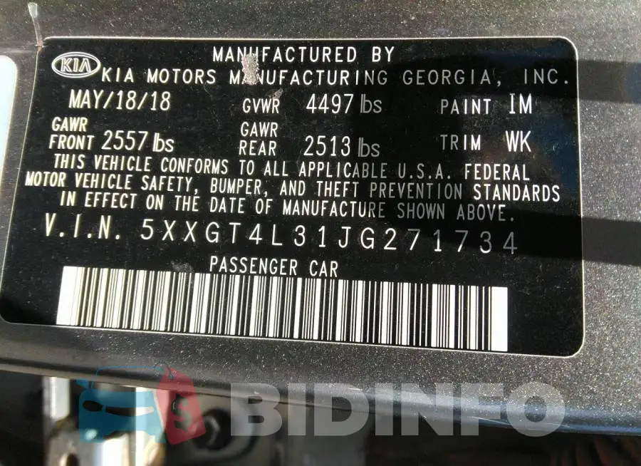 5XXGT4L31JG271734 Photo# 9