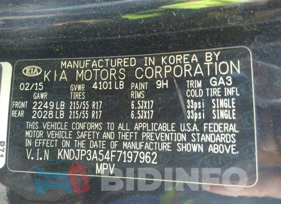 KNDJP3A54F7197962 Photo# 9
