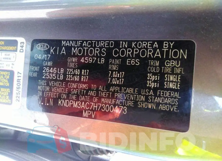 KNDPM3AC7H7300473 Photo# 9