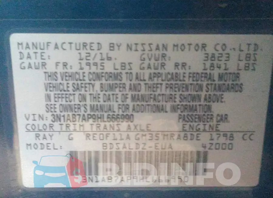 3N1AB7AP9HL666990 Photo# 9