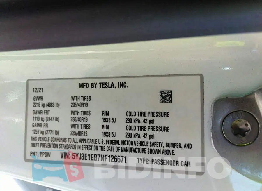 5YJ3E1EB7NF126671 Photo# 9