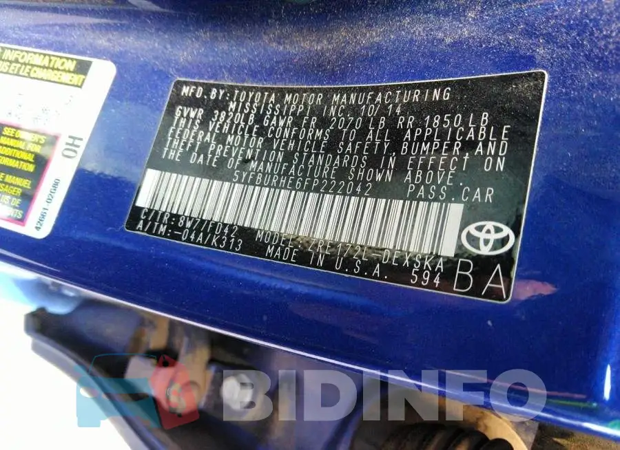 5YFBURHE6FP222042 Photo# 9