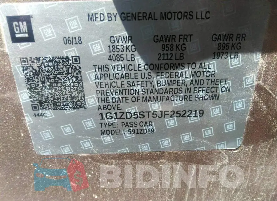 1G1ZD5ST5JF252219 Photo# 9