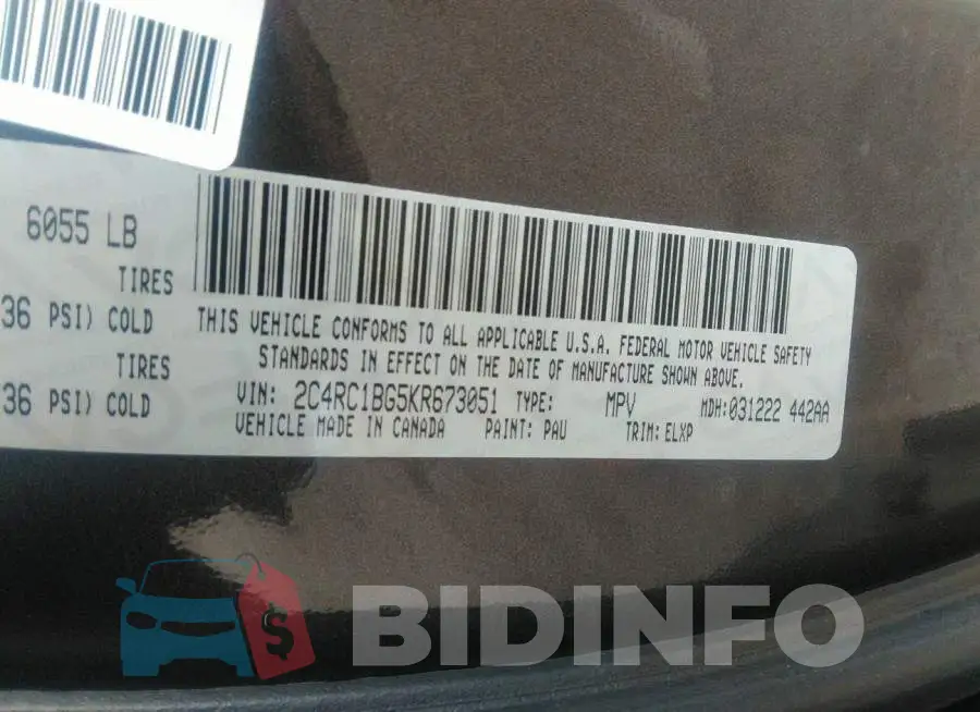 2C4RC1BG5KR673051 Photo# 9