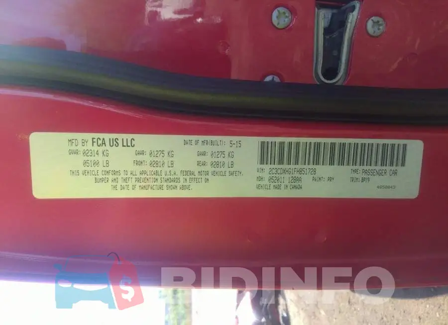 2C3CDXHG1FH851728 Photo# 9