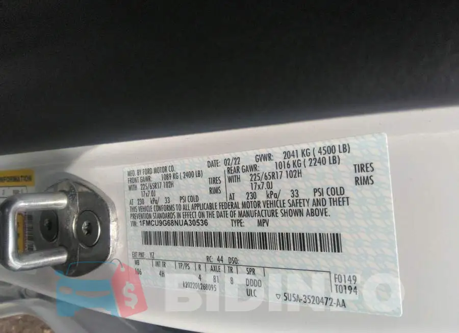1FMCU9G68NUA30536 Photo# 9