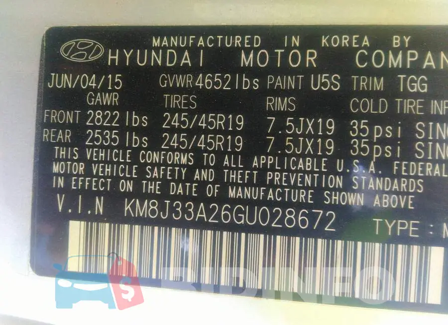 KM8J33A26GU028672 Photo# 9