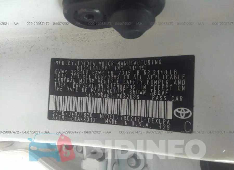 5YFEPRAE1LP082086 Photo# 9