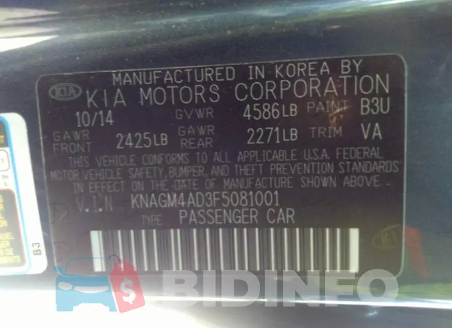 KNAGM4AD3F5081001 Photo# 9