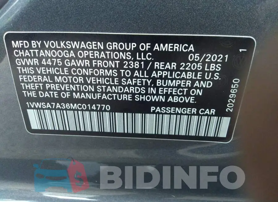 1VWSA7A36MC014770 Photo# 9