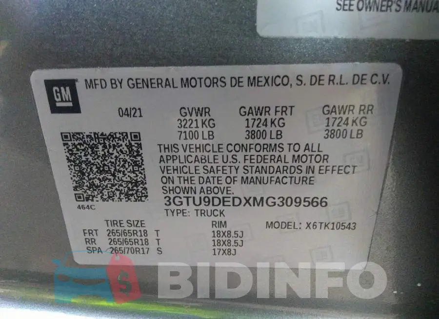 3GTU9DEDXMG309566 Photo# 9