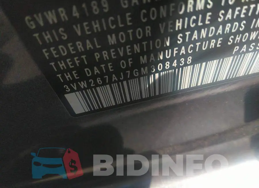 3VW267AJ7GM308438 Photo# 9