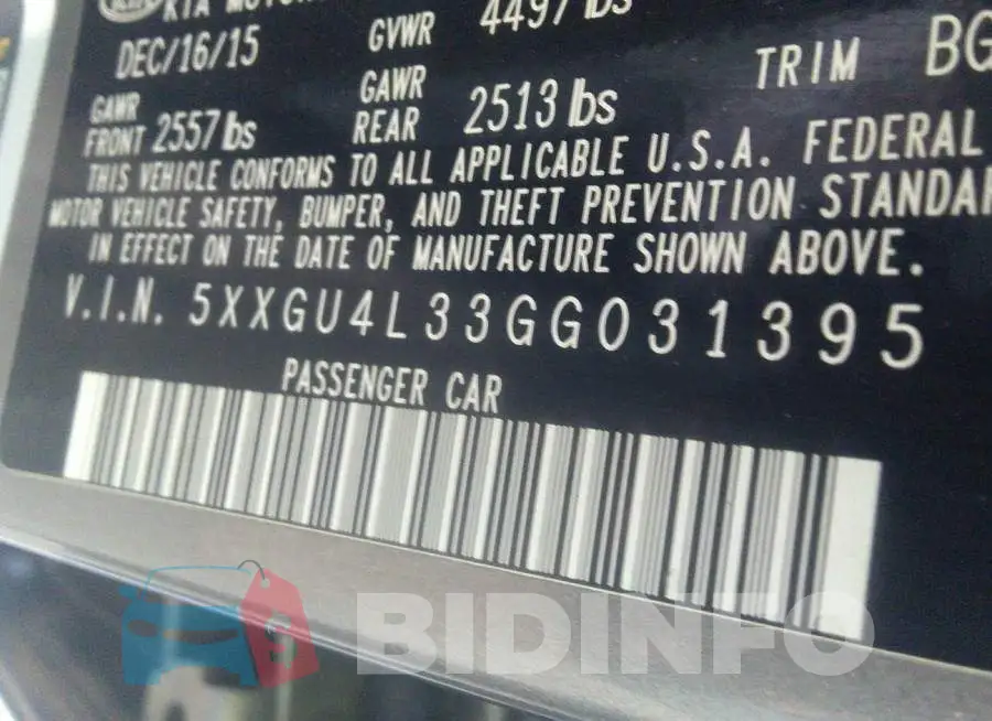 5XXGU4L33GG031395 Photo# 9