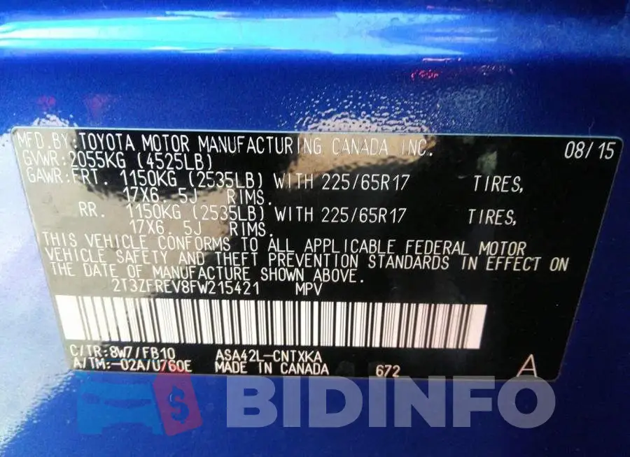 2T3ZFREV8FW215421 Photo# 9