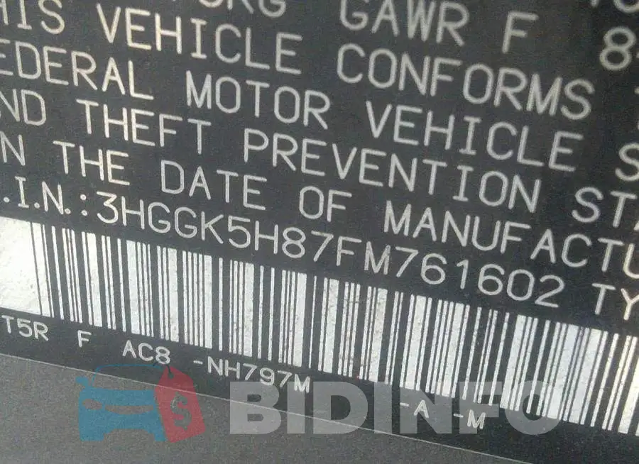 3HGGK5H87FM761602 Photo# 9