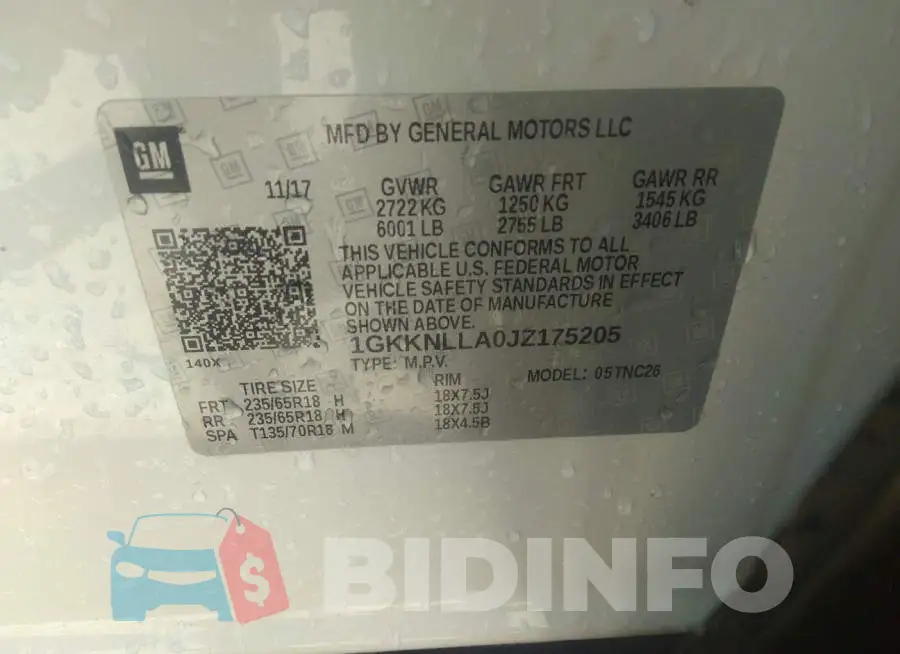 1GKKNLLA0JZ175205 Photo# 9