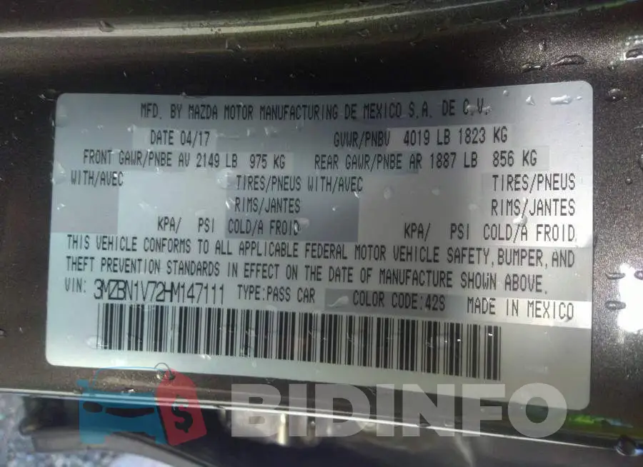 3MZBN1V72HM147111 Photo# 9