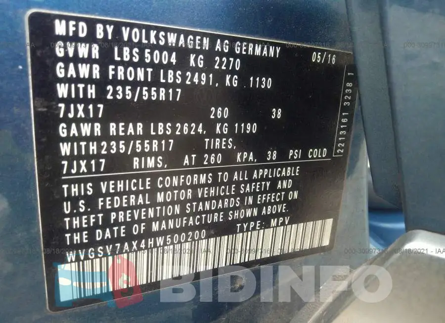 WVGSV7AX4HW500200 Photo# 9