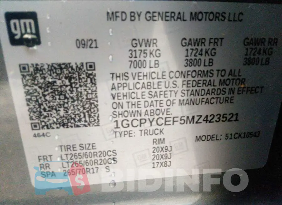 1GCPYCEF5MZ423521 Photo# 9