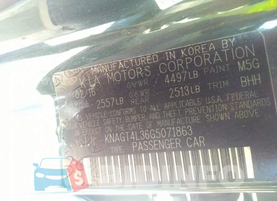 KNAGT4L36G5071863 Photo# 9