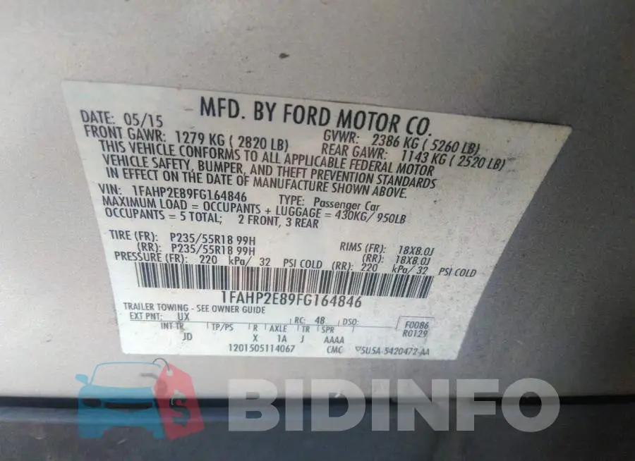 1FAHP2E89FG164846 Photo# 9