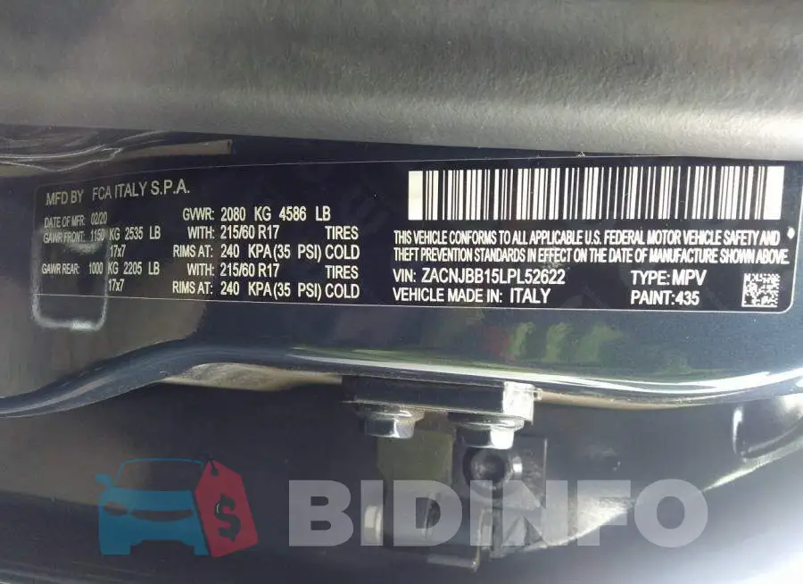 ZACNJBB15LPL52622 Photo# 9