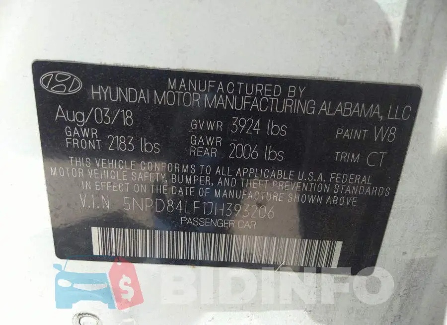 5NPD84LF1JH393206 Photo# 9