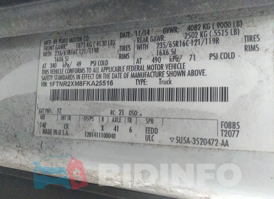 1FTNR2XM8FKA25516 Photo# 9