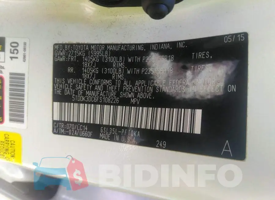 5TDDK3DC6FS108226 Photo# 9