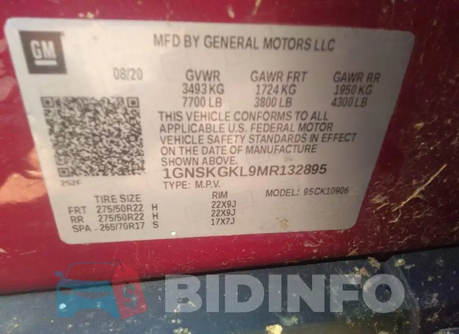1GNSKGKL9MR132895 Photo# 9