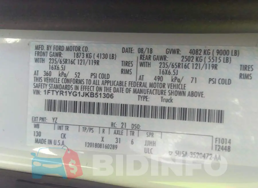 1FTYR1YG1JKB51306 Photo# 9