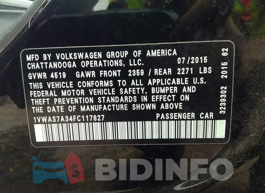 1VWAS7A34FC117827 Photo# 9