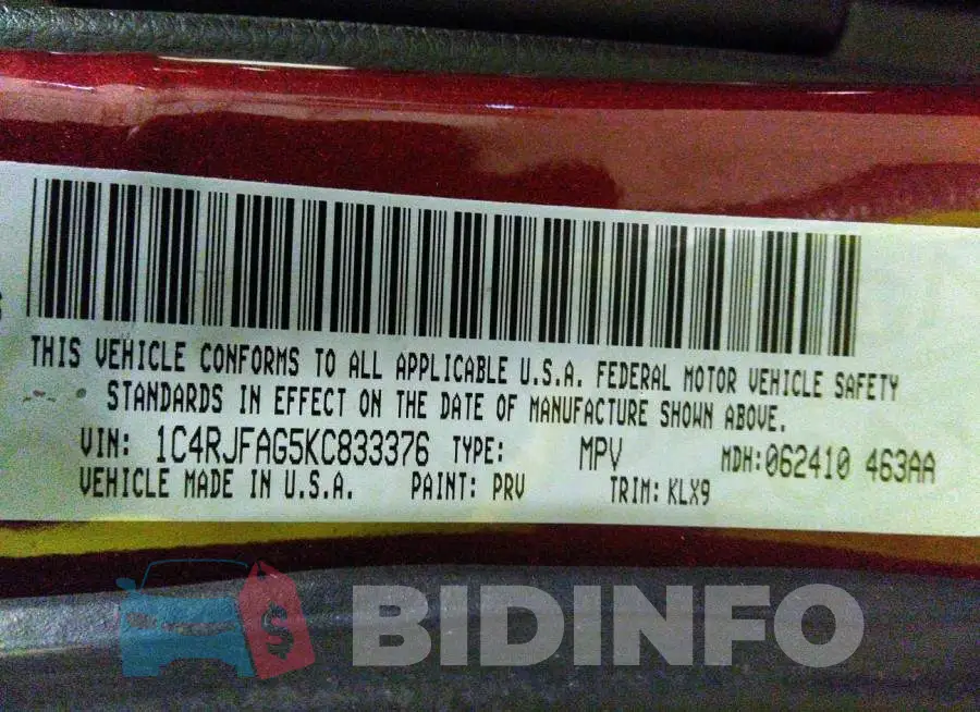 1C4RJFAG5KC833376 Photo# 9