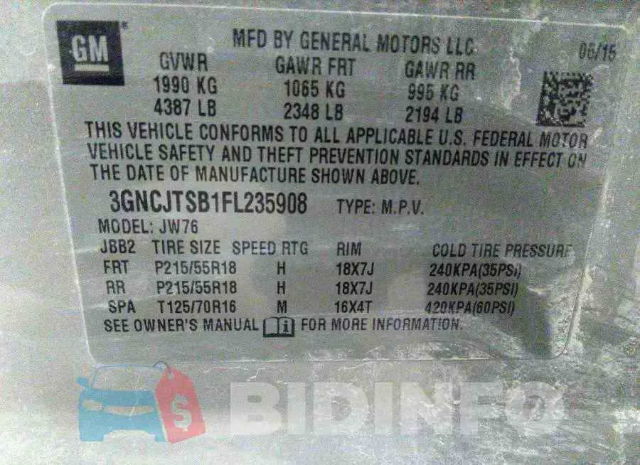 3GNCJTSB1FL235908 Photo# 9