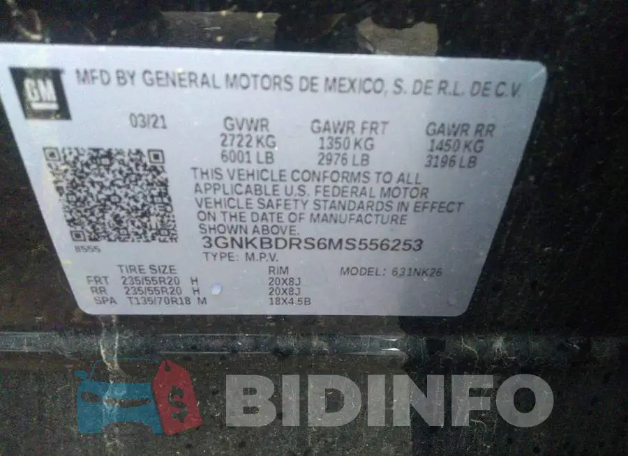 3GNKBDRS6MS556253 Photo# 9