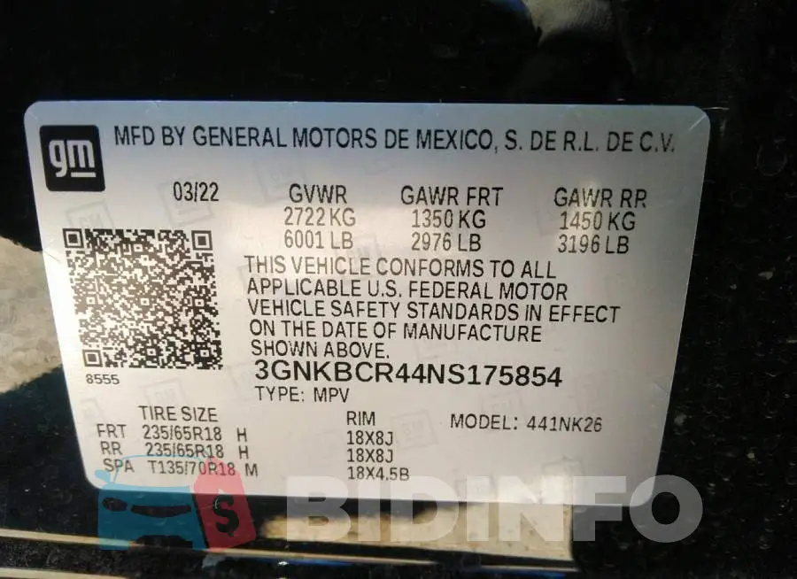 3GNKBCR44NS175854 Photo# 9