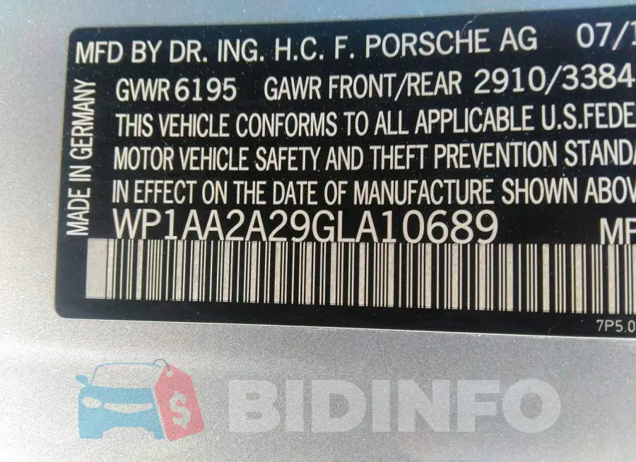 WP1AA2A29GLA10689 Photo# 9