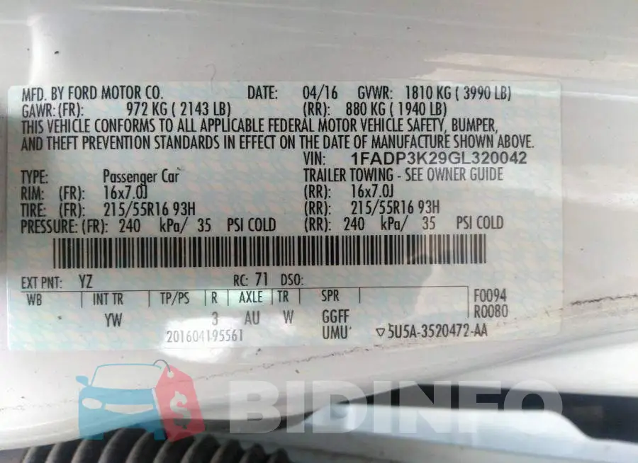 1FADP3K29GL320042 Photo# 9