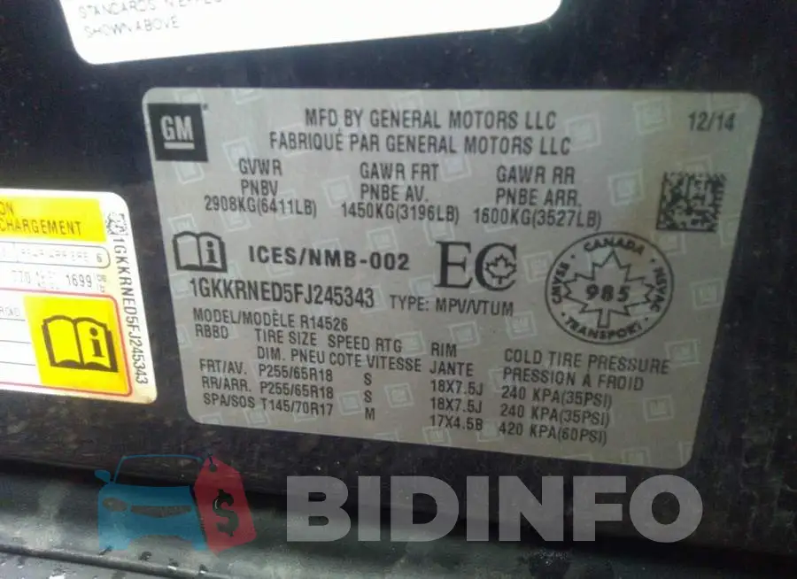 1GKKRNED5FJ245343 Photo# 9