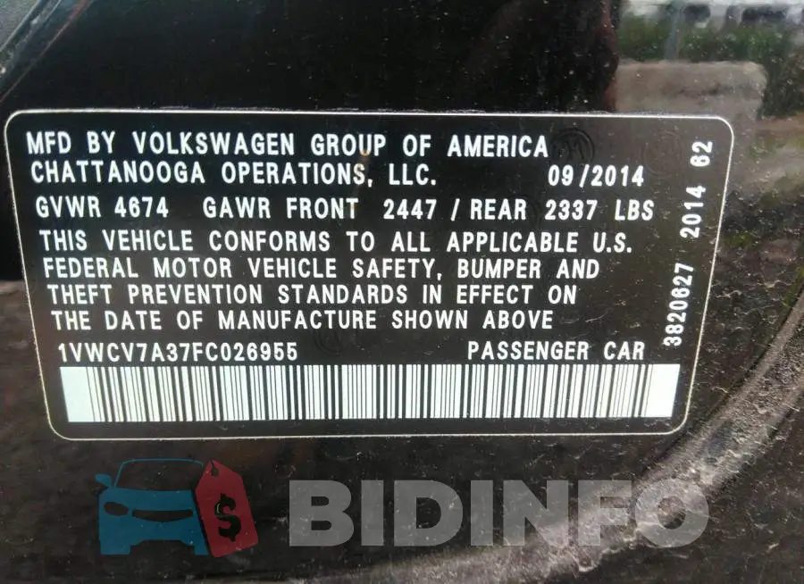 1VWCV7A37FC026955 Photo# 9
