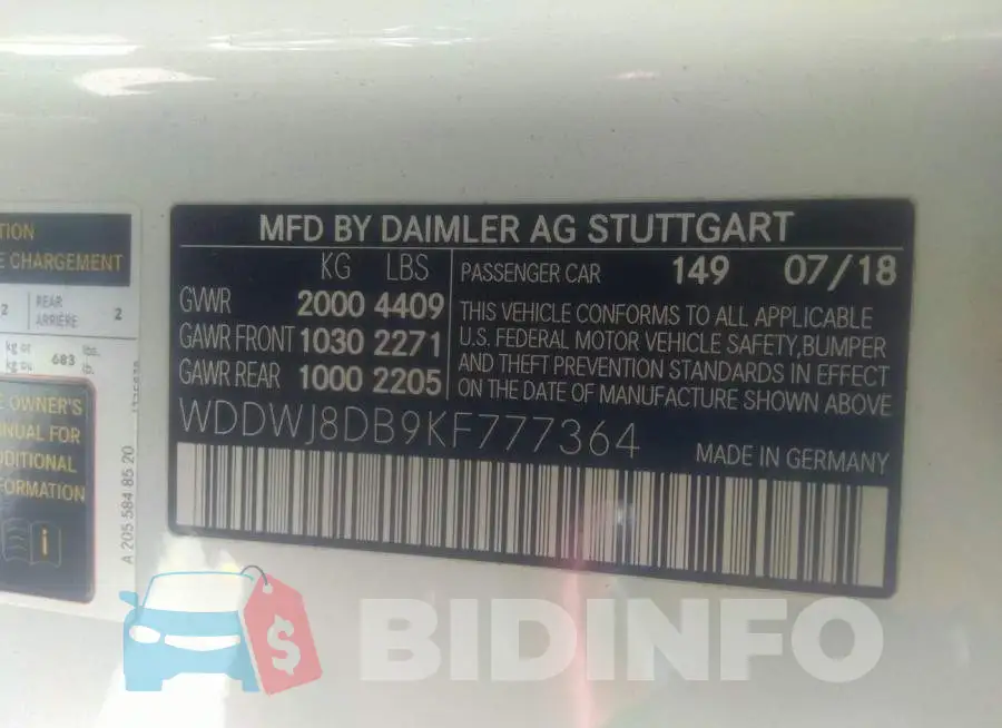 WDDWJ8DB9KF777364 Photo# 9