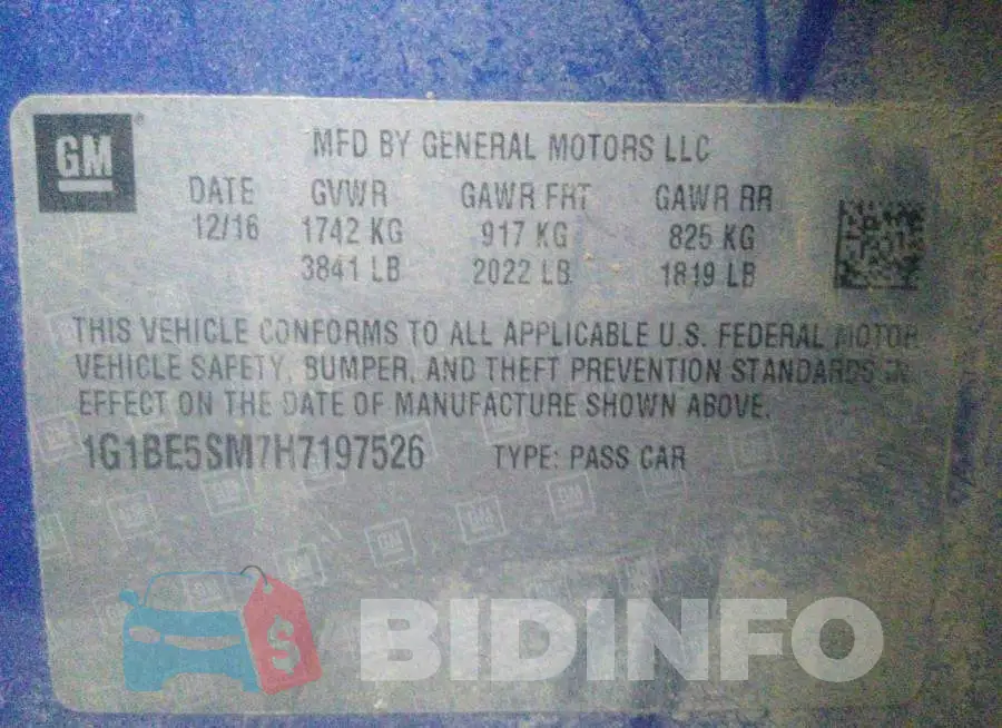 1G1BE5SM7H7197526 Photo# 9